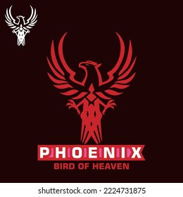 RED PHOENIX LOGO, silhouette of bird from heaven vector illustrations