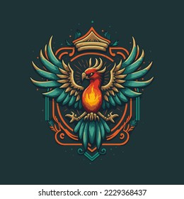 Red Phoenix mascot sport logo design. Mythology bird mascot vector illustration logo
