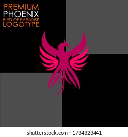 RED PHOENIX PREMIUM LOGOTYPE, PARADISE EXOTIC BIRD, VECTOR ILLUSTRATIONS