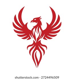 Red Phoenix Tribal Tattoo Vector Logo Template