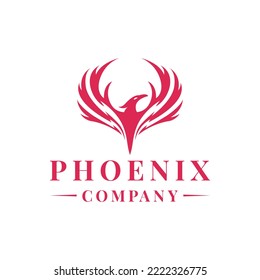 Red Phoenix Vector Logo, bird animal badge, fauna creative emblem Design