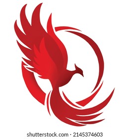 Red Phoenix Vector in White Background