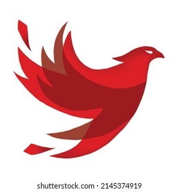 Red Phoenix Vector in White Background