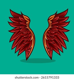 Red Phoenix Wings Vector Illustration