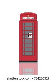 Red phone booth vector illustration