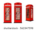 Red phone box in London over white background