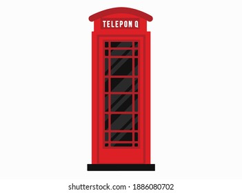 Ilustración del icono del vector de la caja del teléfono rojo. Vector de Payphone. Estilo de caricatura plano adecuado para la página de aterrizaje web, pancarta, volante, pegatina, fondo de escritorio

