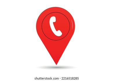 Red Phone Call Icon With Location Icon Vector Element