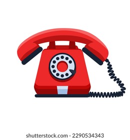 red phone flat vector, icons for communication, client support and contact person