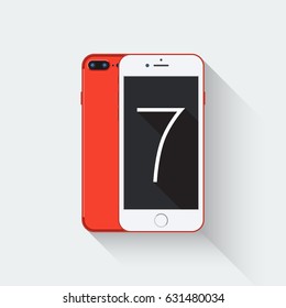 Red phone icon. Flat design. Vector illustration. 