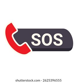 Red phone icon over sos message symbolizing emergency contact