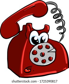 Teléfono rojo, ilustración, vector sobre fondo blanco