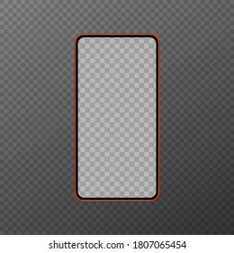 red phone on a transparent background. full screen phone. blank screen. transparent background.