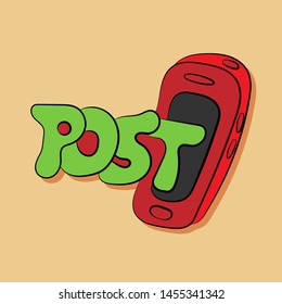 red phone post text illustration