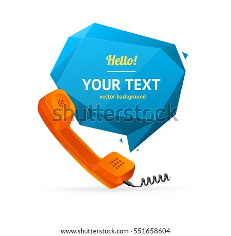 Red Phone Receiver with Abstract Geometric Bubble Speech. Vector illustration