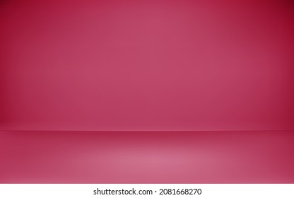 Red photo studio background design. Empty podium for banner or product presentation for your design. Vector illustration