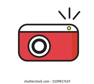 red photography camera icon, vector image .