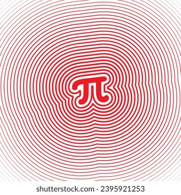 red pi symbol and rings. pi symbol background