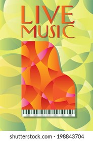 Red piano on yellow-green background