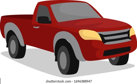 Red pickup, illustration, vector on white background