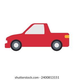 Red pickup side view icon on white background