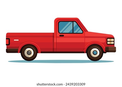 Red pickup truck , clear flat vector illustration artwork 