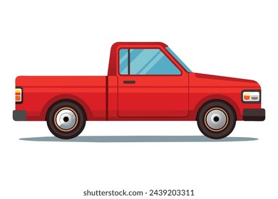 Red pickup truck , clear flat vector illustration artwork 