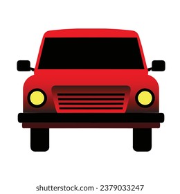 Red pickup truck, front view, easy editing and recolor, element vector isolated on white background