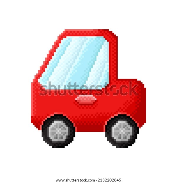 Red pickup truck pixel art. Car cartoon.\
Vector illustration.