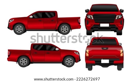 red pickup truck with white background illustration vector