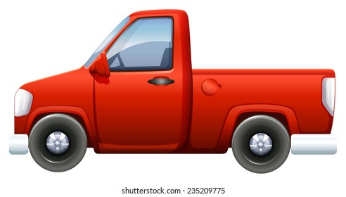 A red pickup vehicle on a white background 