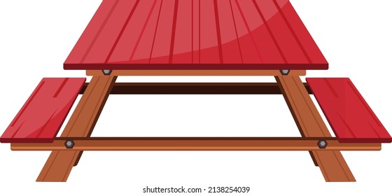 Tabla de picnic rojo, ilustración, vector sobre un fondo blanco.