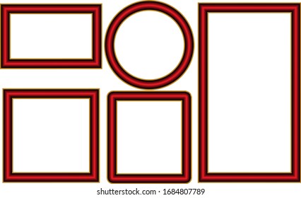 Red picture frame isolated on white background vector.Luxury frame for a picture.