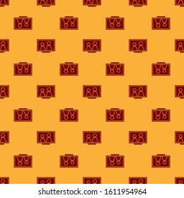 Red Picture frame on table icon isolated seamless pattern on brown background.  Vector Illustration
