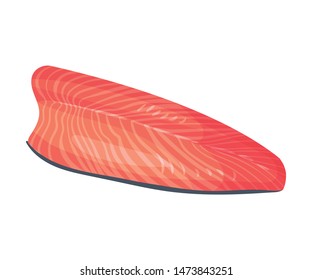 Red piece of fish fillet. Vector illustration on white background.