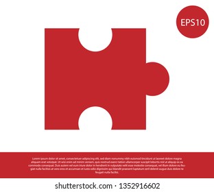 Red Piece of puzzle icon isolated on white background. Modern flat, business, marketing, finance, internet concept. Vector Illustration