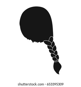 Red pigtail.Back hairstyle single icon in black style vector symbol stock illustration web.
