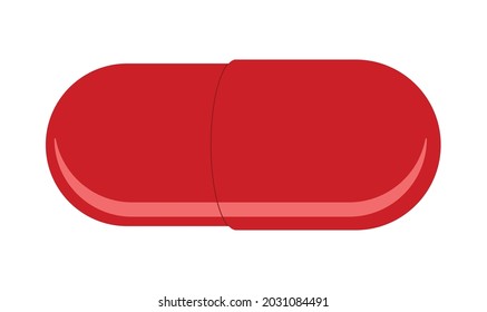 Red pill capsule vector illustration on a white background.
