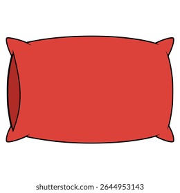 red pillow comfortable relax rest flat color vector illustration template design