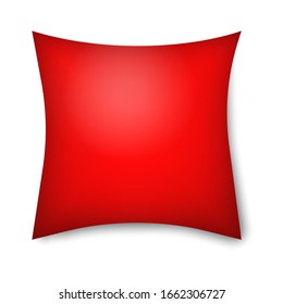 Red pillow mockup icon isolated on white background. Vector illustration design for blank cushion case mockup icon. Cover template. Clean empty pillow for relaxation, sleeping on bed sofa.