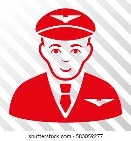 Red Pilot interface toolbar icon. Vector pictograph style is a flat symbol on diagonal hatch transparent background.
