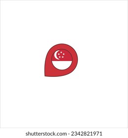 red pin of country location on plain white background.