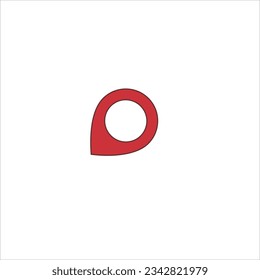 red pin of country location on plain white background.