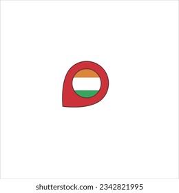 red pin of country location on plain white background.