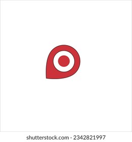 red pin of country location on plain white background.