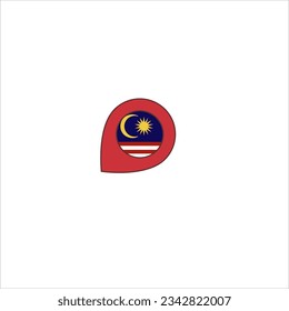 red pin of country location on plain white background.