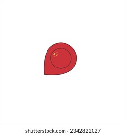 red pin of country location on plain white background.