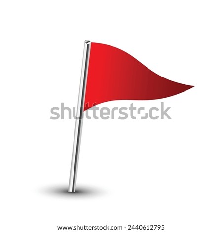 Red pin flag on white background