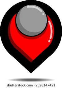 Red pin icon with gray dot isolated on transparent background. illustration of a red pin in three dimensions. Location map icon. Location pins.