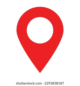 Icono de pin rojo. Marcador de mapa moderno. Símbolo de diseño de sitio web, logotipo, aplicación, interfaz de usuario. Ilustración del vector, EPS10
